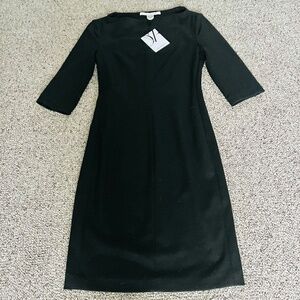 Diane Von Furstenberg Thandi Bateau Black Wool Dress size 4. Retail $398.